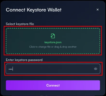 Connect keystore step two
